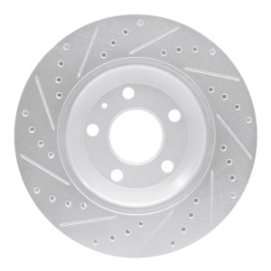 Audi S4 Brake Rotor (1) - Rear Right - R1 Concepts - Drilled & Slotted - Silver - `04-`09